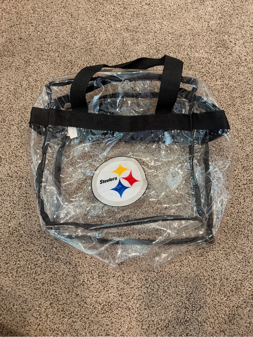 Clear Steelers Tote Bag with Black Trim